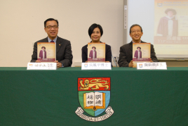  Mr. Frankie Yeung, the Chairman of Cantonese Opera Development Fund Advisory Committee (left); Dr Dorothy Ng, Assistant Professor, Faculty of Education, HKU (middle) and Mr. Rupert Chan, a veteran translator (right)